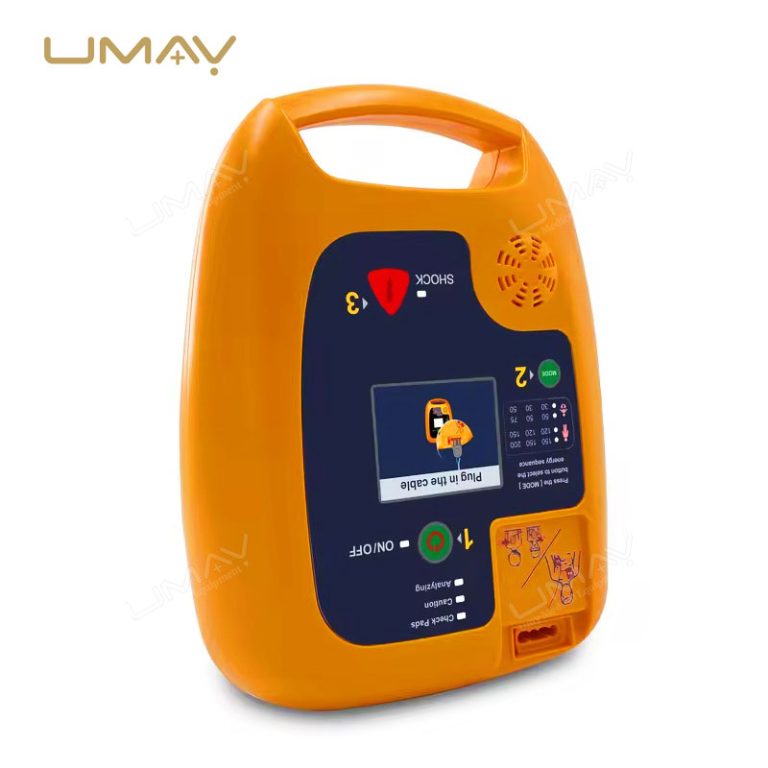 AED Trainer with 7-inch display and Bluetooth data transfer