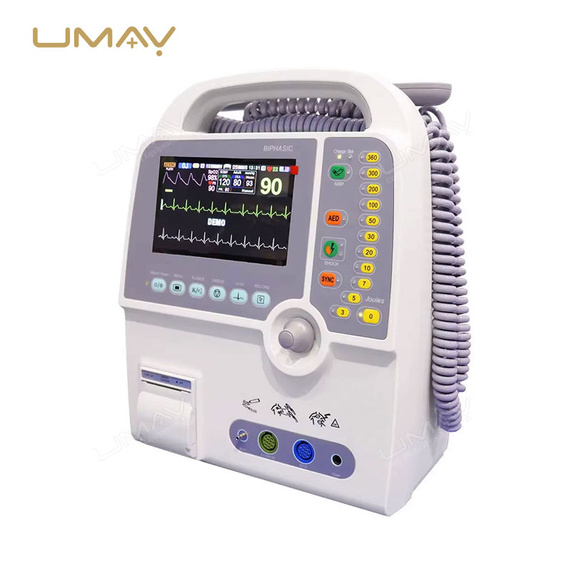 Biphasic Defibrillator Monitor with Manual Defibrillation and ECG for Medical Emergency