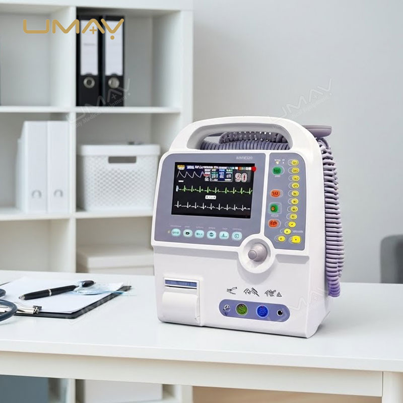 Biphasic Defibrillator Monitor with Manual Defibrillation and ECG for Medical Emergency