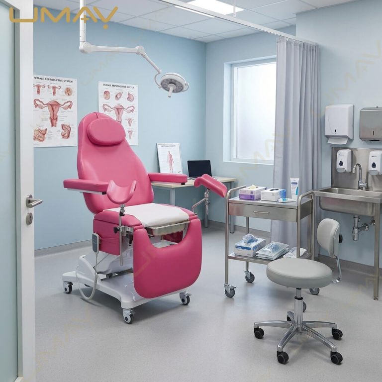 Electric Gynecological Examination Chair in Clinic Room