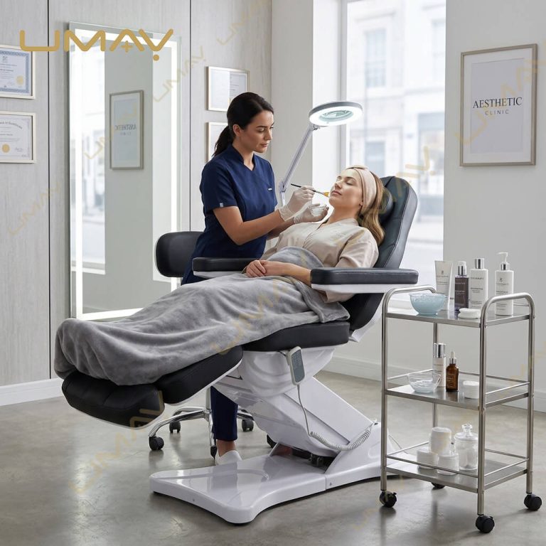 Motorized Facial Exam Chair in Action