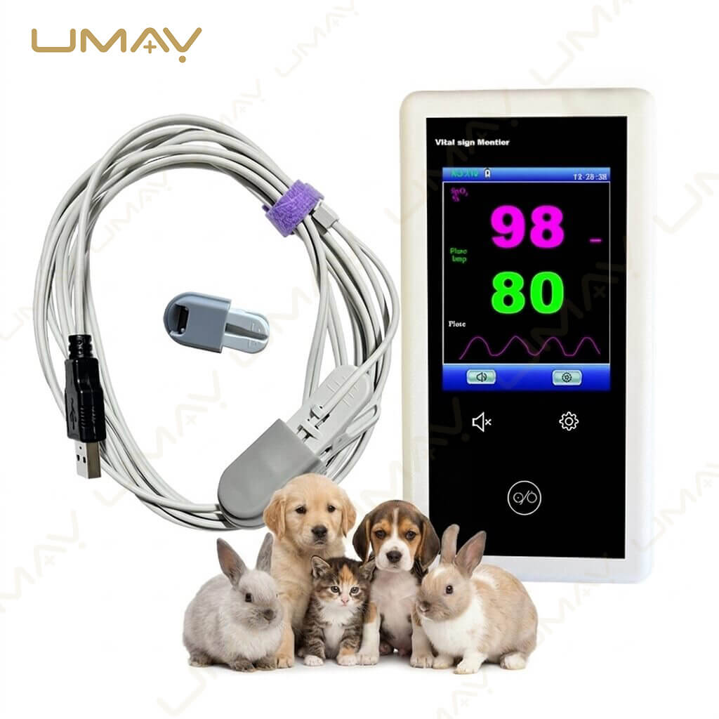 Premium Handheld Veterinary Pulse Oximeter | Portable SpO2 & Pulse Rate Monitor with Lingual Clip & Ear Sensors, Color LCD Display, Audio Alarms, & PC Software for Dogs, Cats, Rabbits, & Small Animals