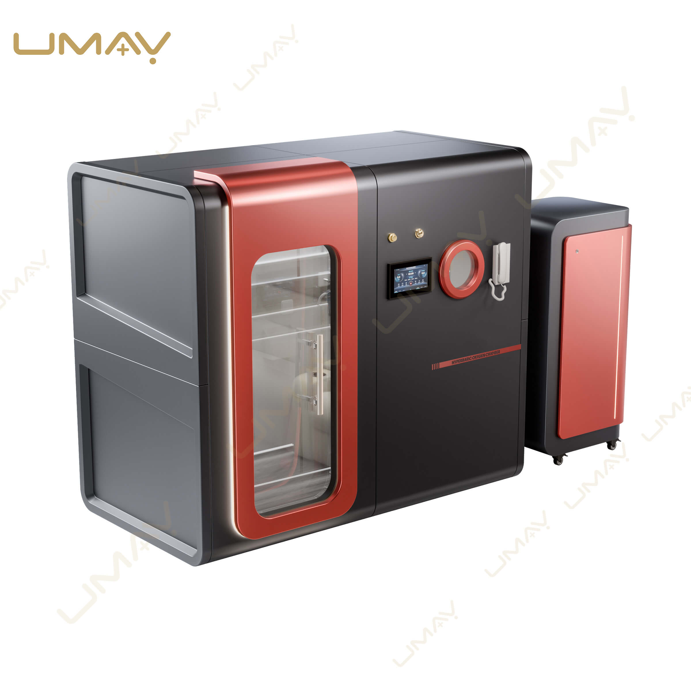 Premium Hard Shell Hyperbaric Oxygen Chamber | 1.3 ATA / 1.9 ATA Monoplace HBOT Cabin | Luxury Rigid Hyperbaric Chamber with Smart Touchscreen Control, Integrated Cooling System, Intercom, & External Oxygen Concentrator