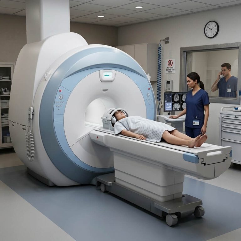 Patient Prepared for Diagnostic MRI Scan