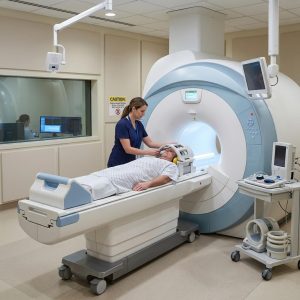 Head RF Coil Installation for MRI Scan