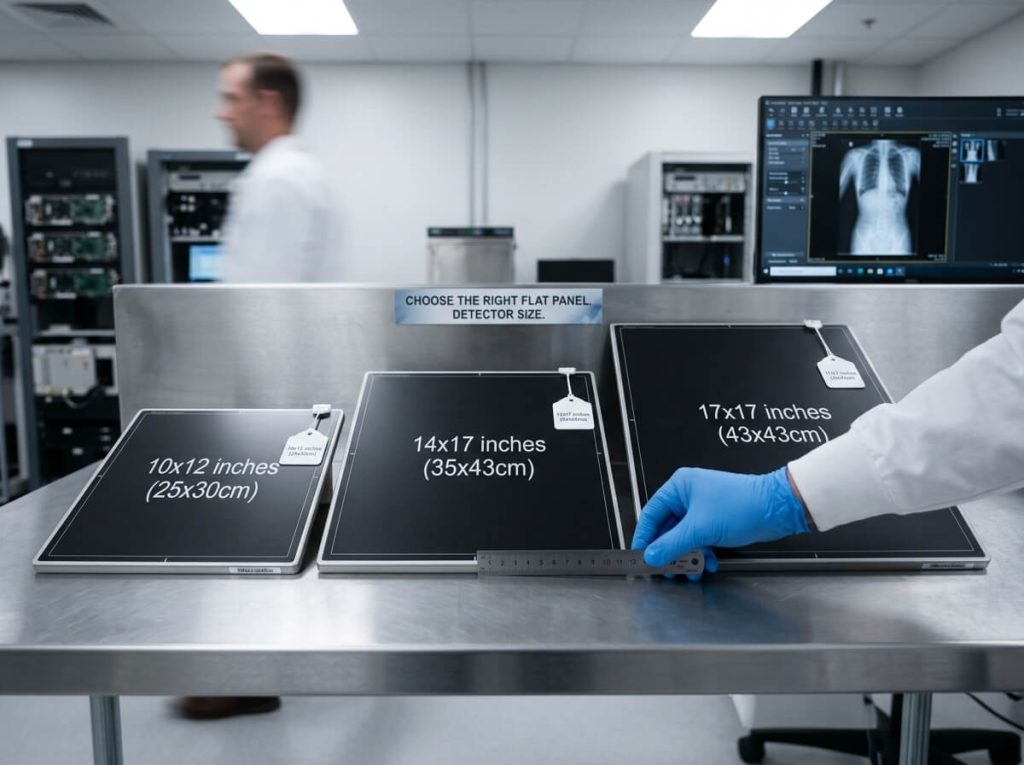 Three digital X-ray flat panel detector sizes=