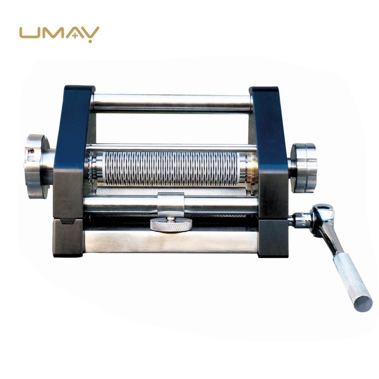 Heavy-duty skin graft mesher with ratchet crank and adjustable ratio knob.