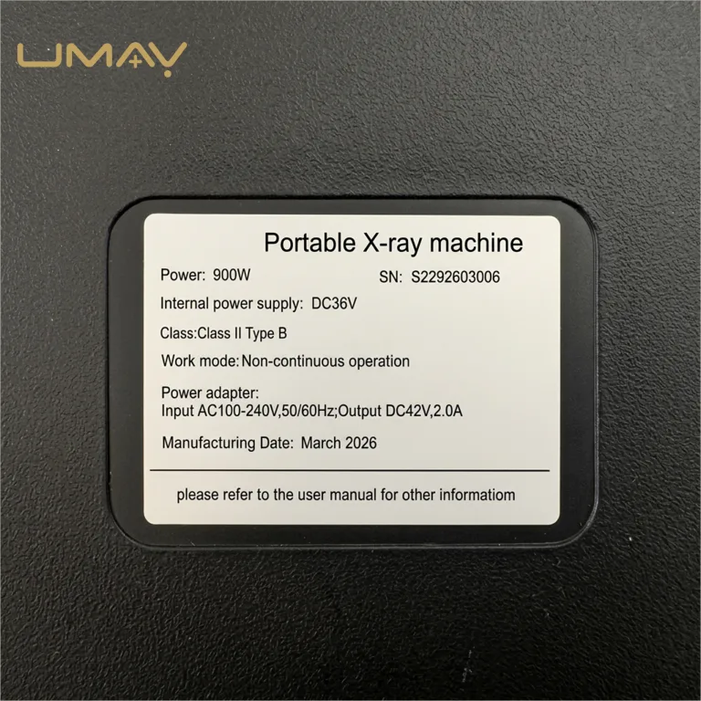 Portable Medical X-Ray Machine Specification Label