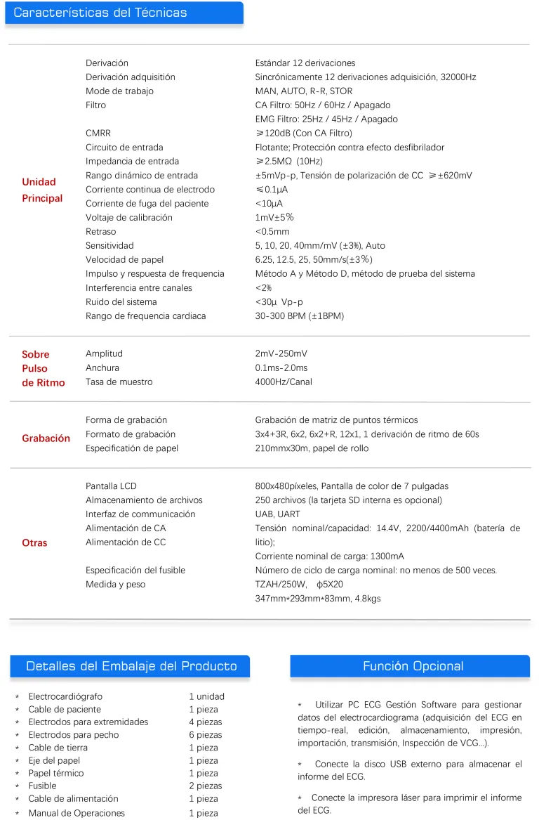 12-Lead Electrocardiograph Technical Specifications Sheet12-Lead Electrocardiograph Technical Specifications Sheet